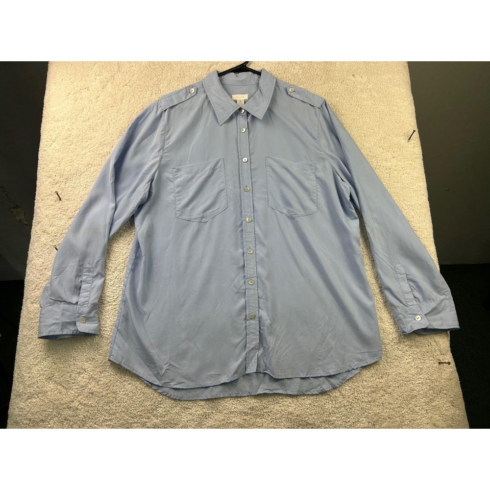 Chicos Shirt Womens 3XL Button Down Modal Blend Double Pocket Long Sleeve Top